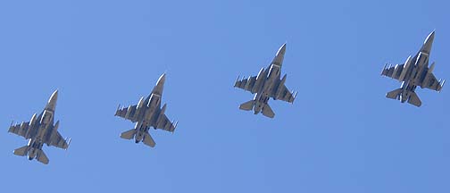 General Dynamics F-16 Fighting Falcons of the 422nd Test and Evaluation Squadron Green Bats